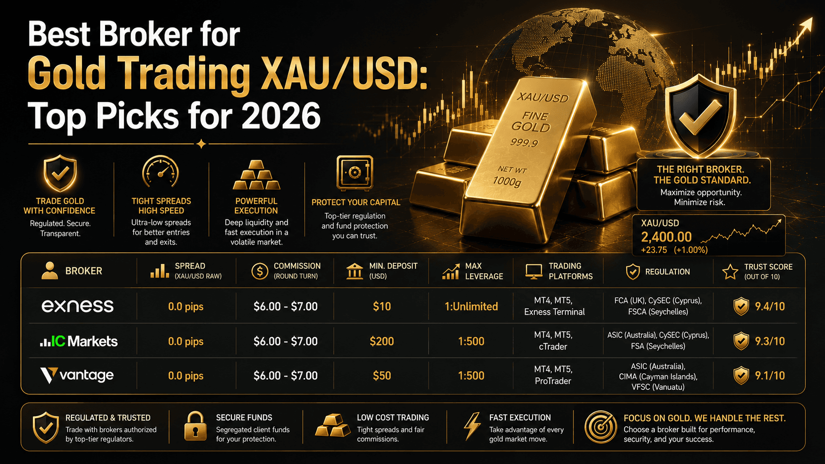 Best Broker for Gold Trading XAU/USD: Top Picks for 2025