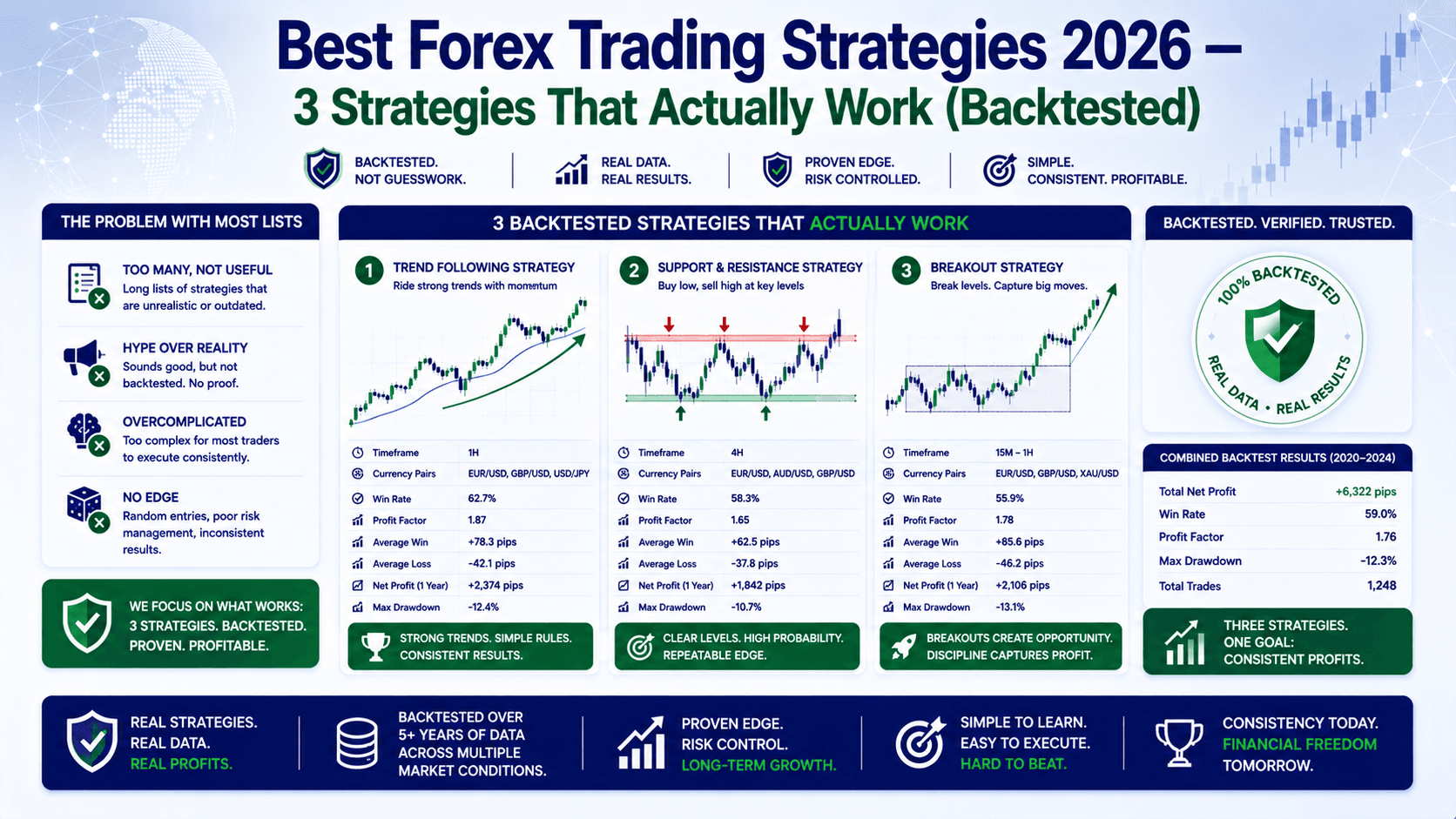 Best Forex Trading Strategies 2026 — 3 Strategies That Actually Work (Backtested)