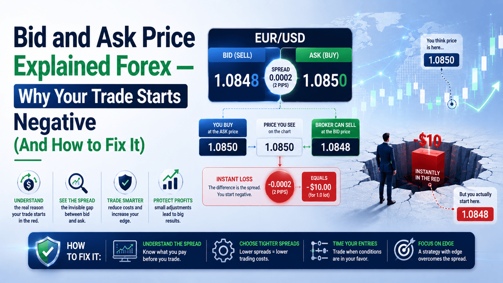 Bid and Ask Price Explained Forex — Why Your Trade Starts Negative (And How to Fix It)