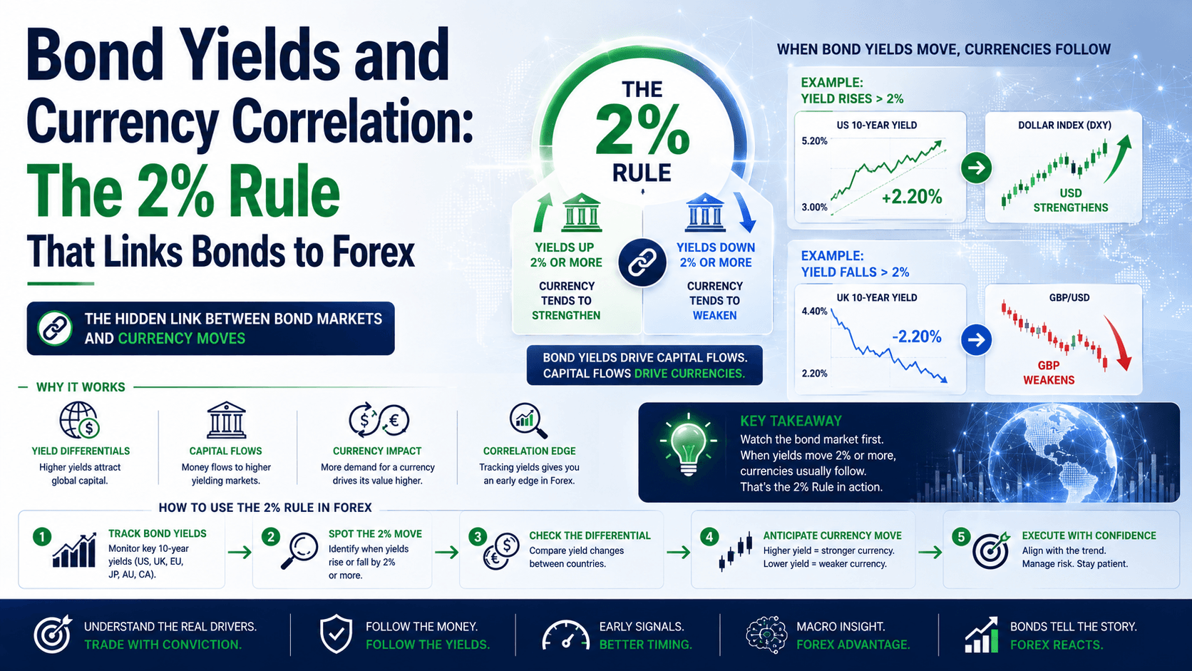 Bond Yields and Currency Correlation: The 2% Rule That Links Bonds to Forex