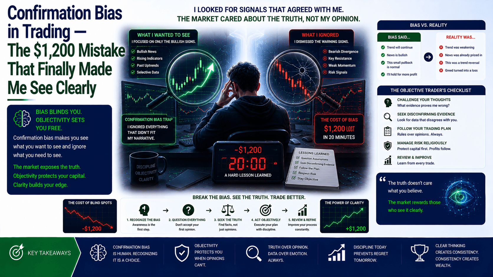 Confirmation Bias in Trading — The $1,200 Mistake That Finally Made Me See Clearly