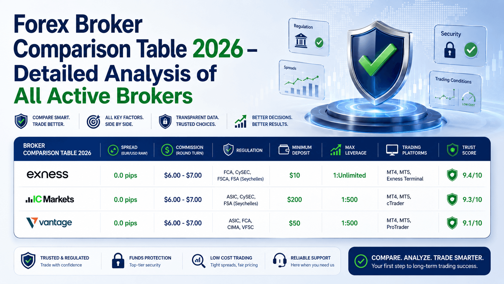 Forex Broker Comparison Table 2026 – Detailed Analysis of All Active Brokers