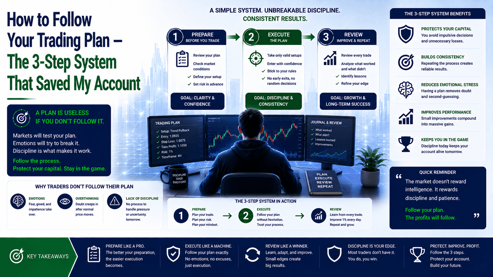 How to Follow Your Trading Plan — The 3-Step System That Saved My Account