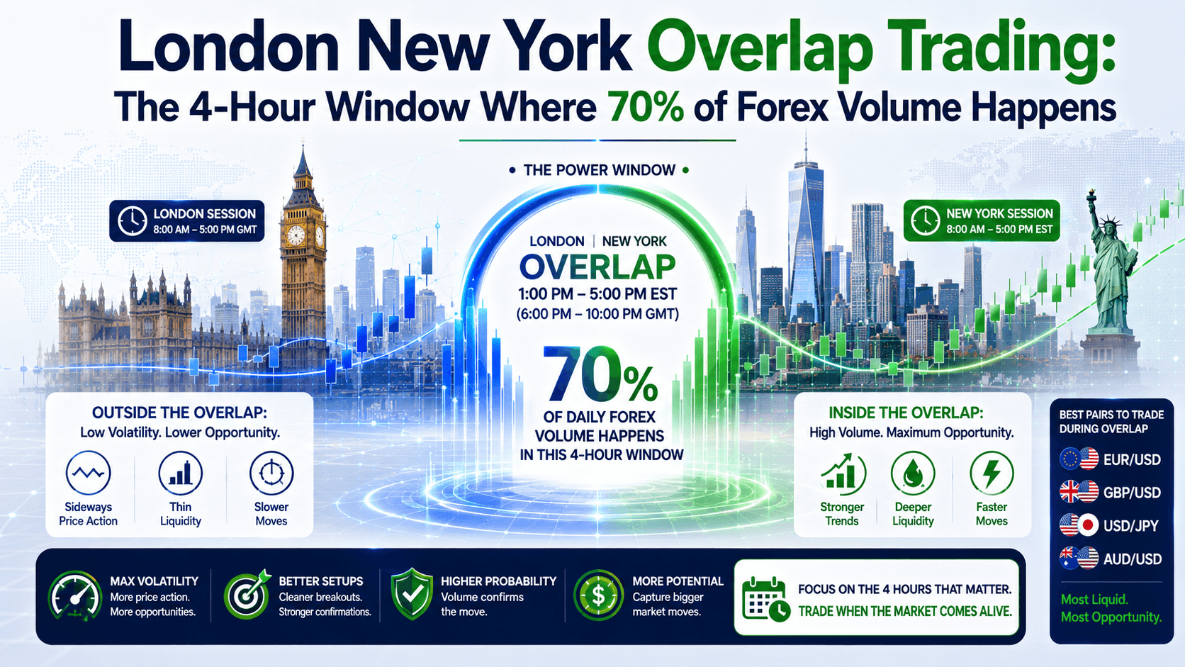 London New York Overlap Trading: The 4-Hour Window Where 70% of Forex Volume Happens