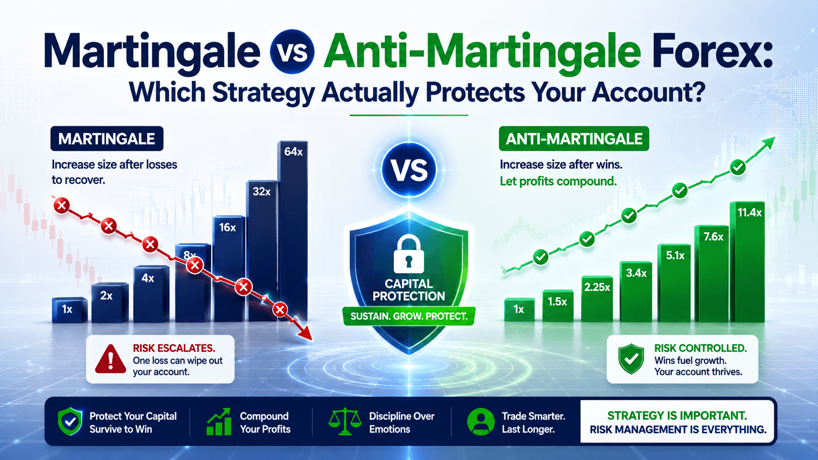 Martingale vs Anti-Martingale Forex: Which Strategy Actually Protects Your Account?
