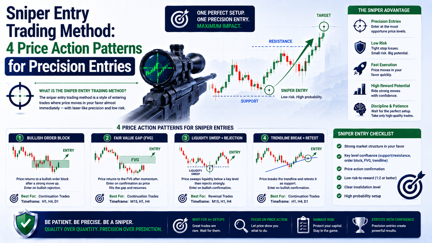 Sniper Entry Trading Method: 4 Price Action Patterns for Precision Entries