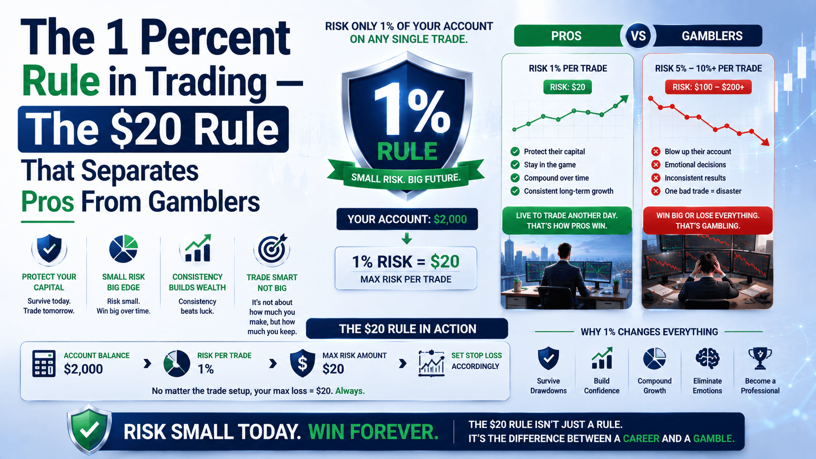 The 1 Percent Rule in Trading — The $20 Rule That Separates Pros From Gamblers