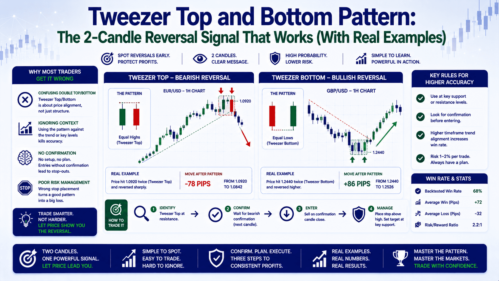 Tweezer Top and Bottom Pattern: The 2-Candle Reversal Signal That Works (With Real Examples)