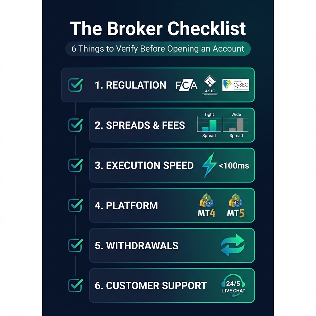 The complete forex broker evaluation checklist — 6 critical factors to verify