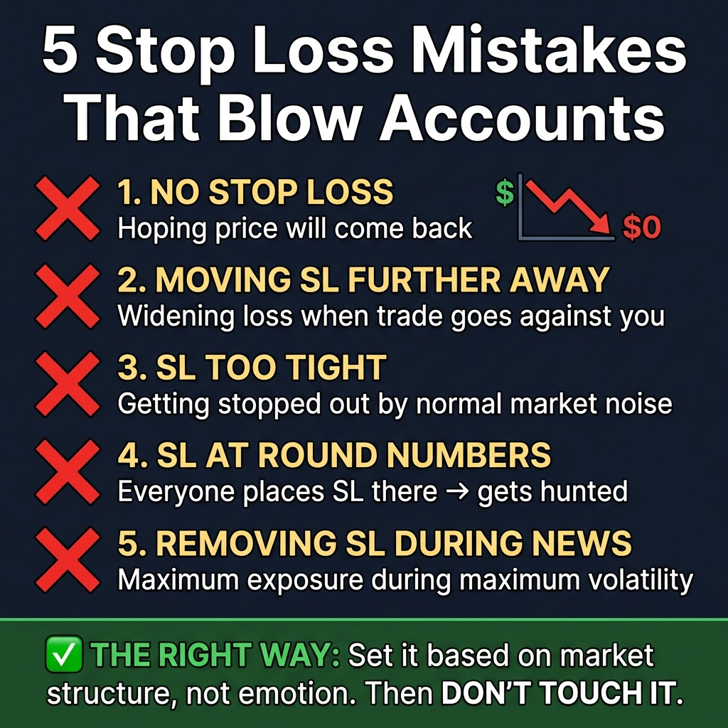 Five critical stop loss mistakes that lead to account destruction