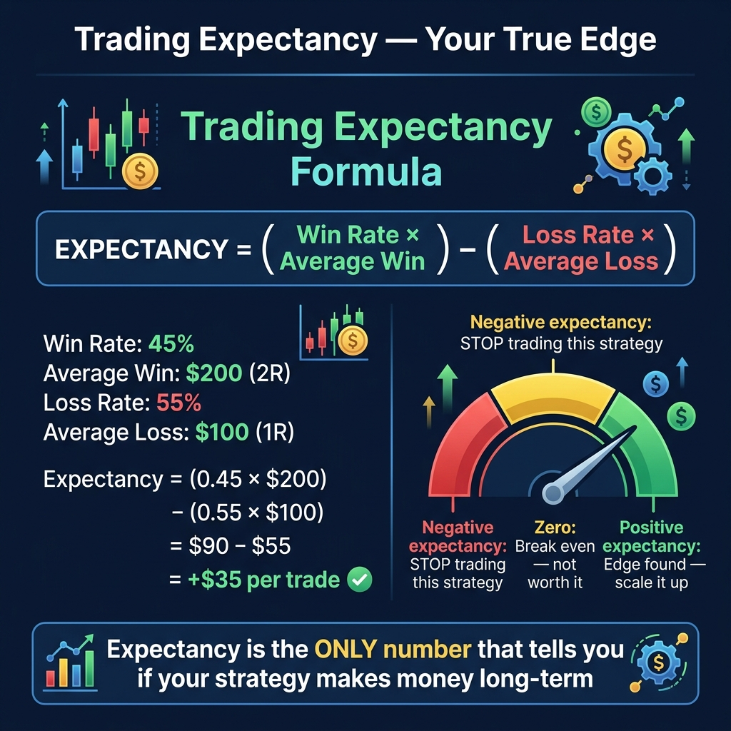 The expectancy formula — the only number that tells you if your strategy works