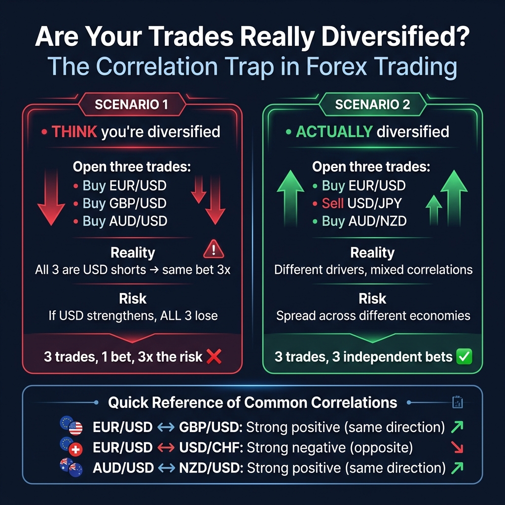 The correlation trap — thinking you're diversified when you're really doubling risk