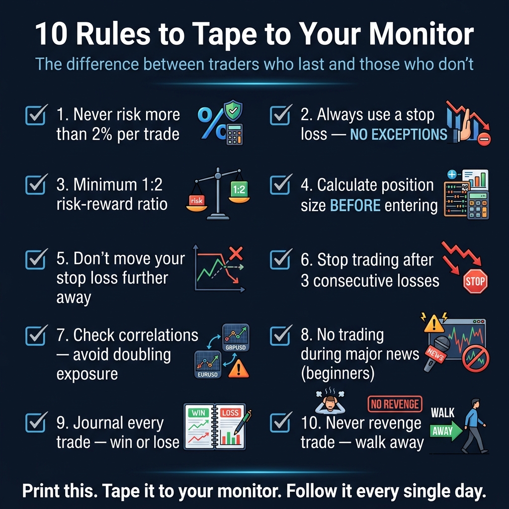 10 risk management rules every trader should tape to their monitor