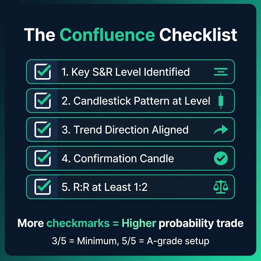 The confluence checklist — 5 factors that make a high-probability trade