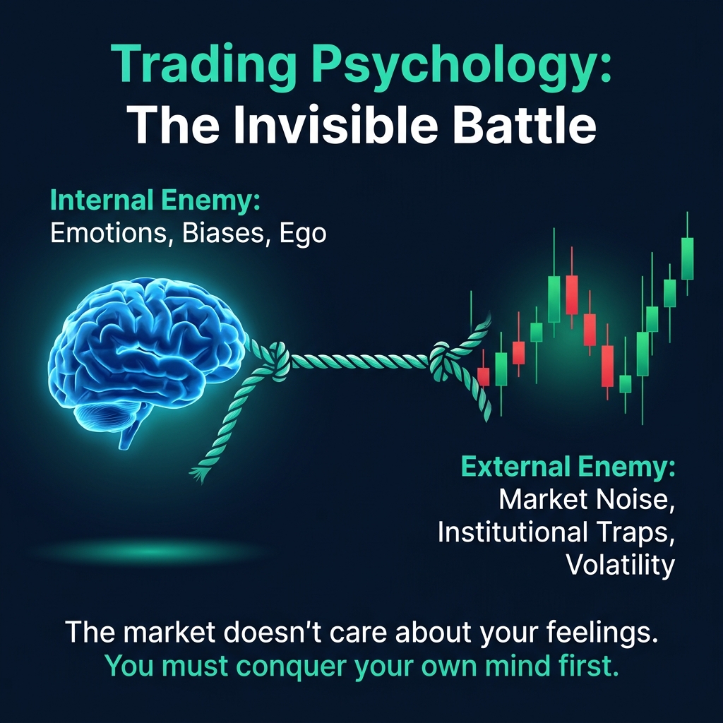 Visual metaphor of the internal emotional battle vs external market forces