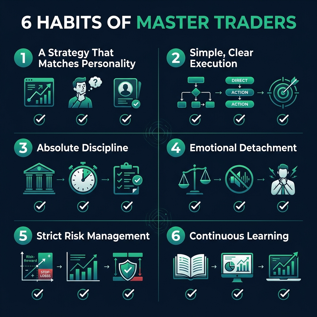 6 Habits of Master Traders: Strategy, Execution, Discipline, Detachment, Risk Management, Learning