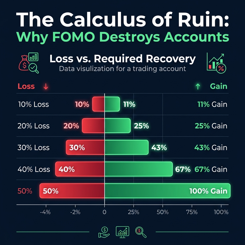 The Calculus of Ruin showing how losing 50 percent requires a 100 percent gain to recover