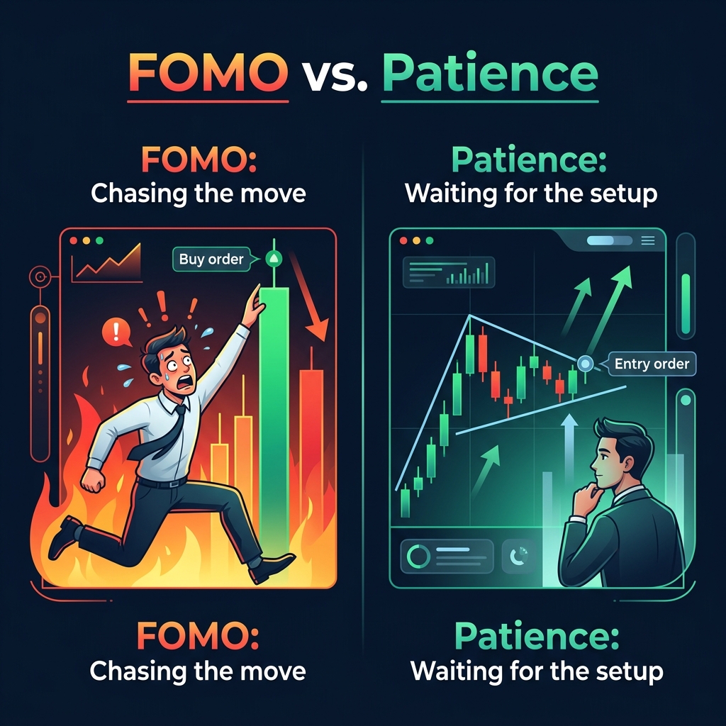 FOMO vs Discipline: Chasing the top vs waiting for a clean pullback