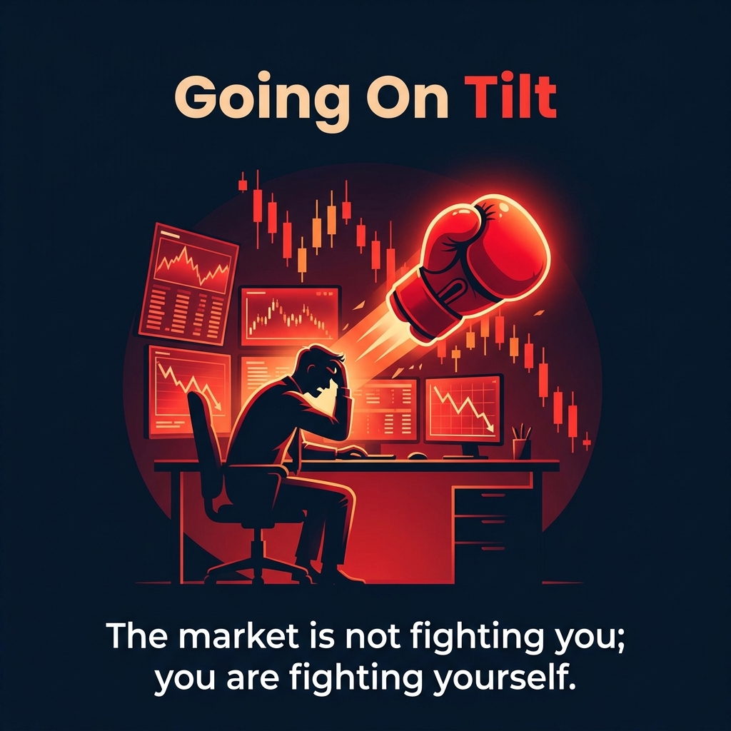 A trader going on tilt, fighting the market out of anger