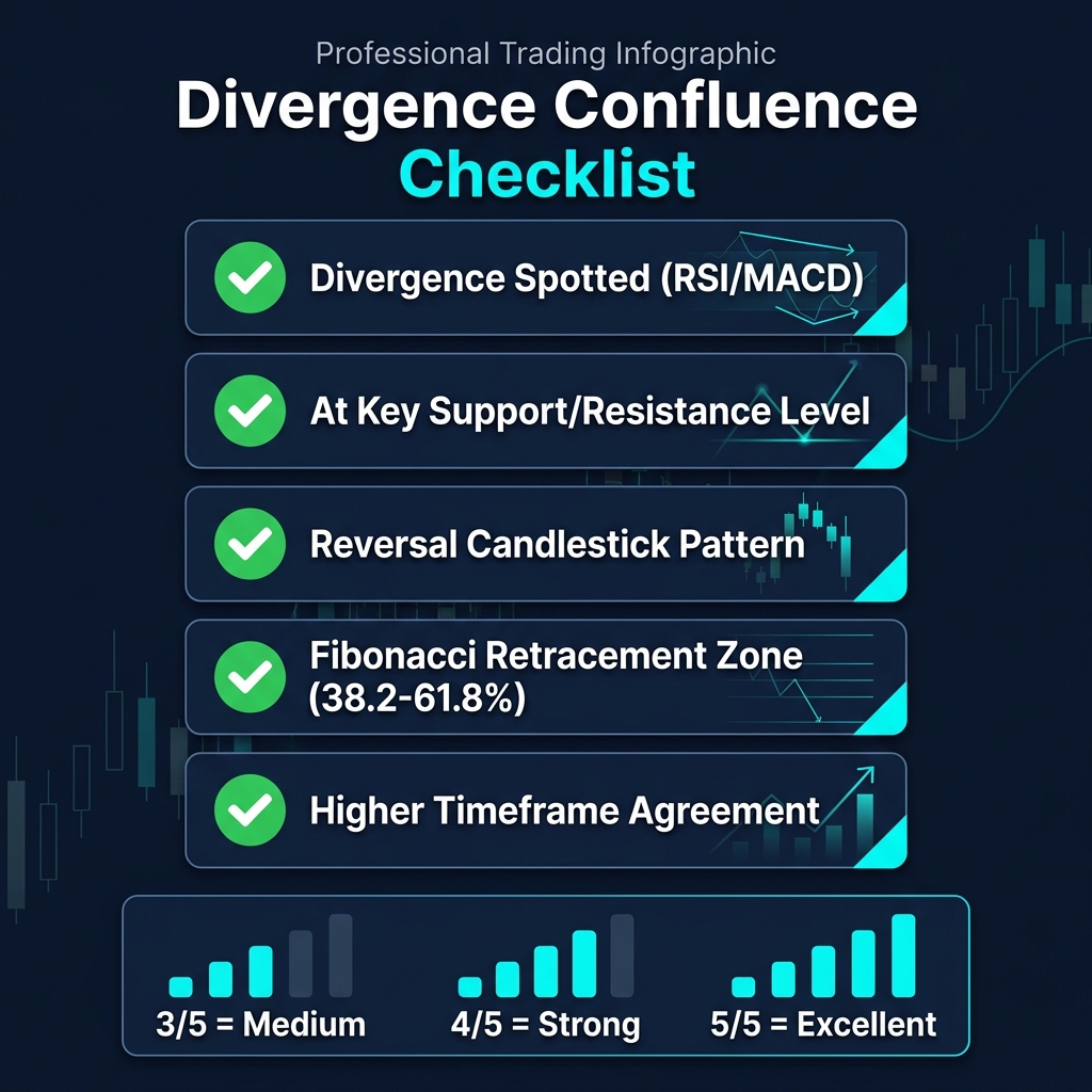 Divergence Confluence Checklist — 5 factors for high-probability setups