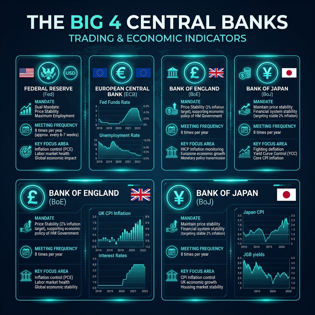 The Big Four Central Banks — Fed, ECB, BoE, BoJ