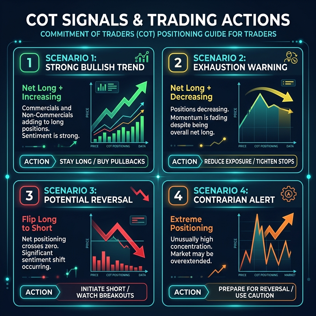 COT Report signals and recommended trading actions