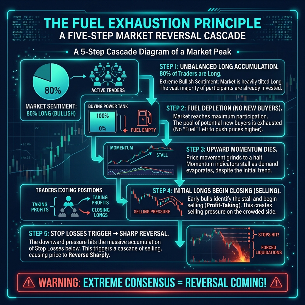 The Fuel Exhaustion Principle — why extreme positioning leads to reversals