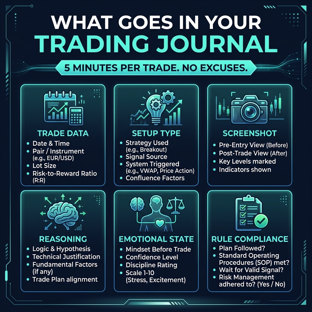 What Goes in Your Trading Journal — 6 essential categories