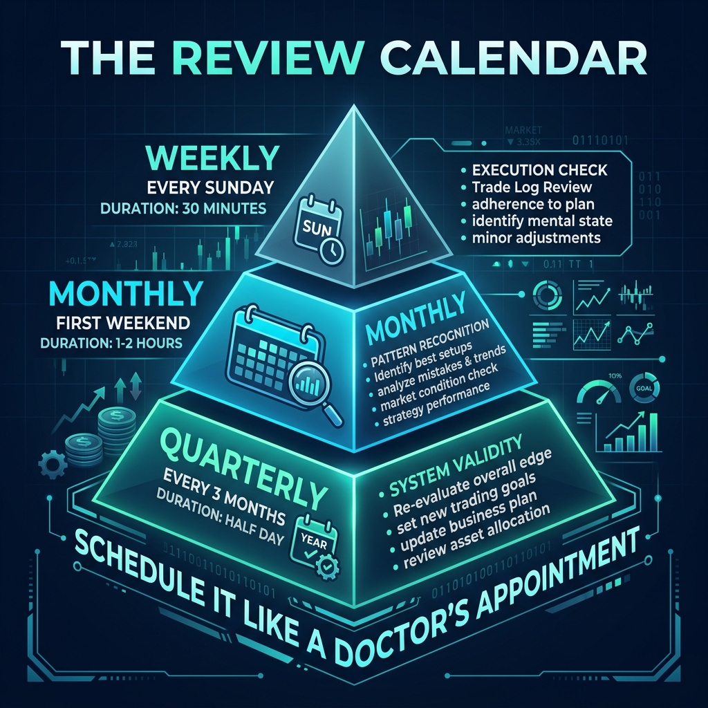 The Review Calendar — Weekly, Monthly, Quarterly review schedule
