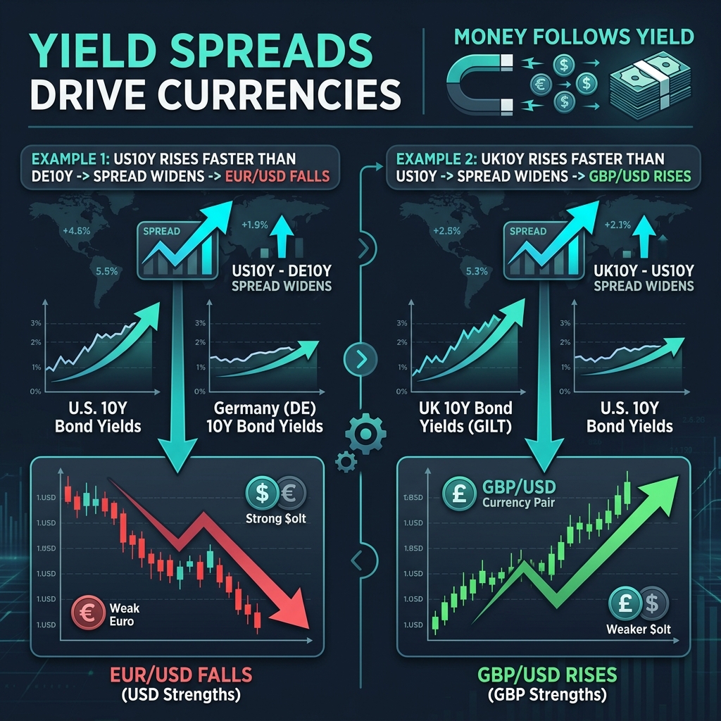 Yield Spreads Drive Currency Pairs