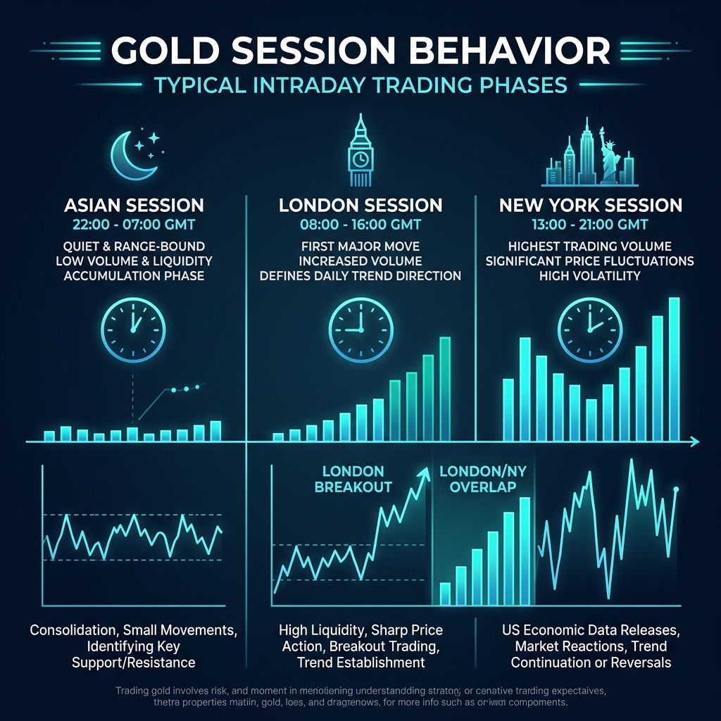 Gold Session Behavior — Asian, London, New York