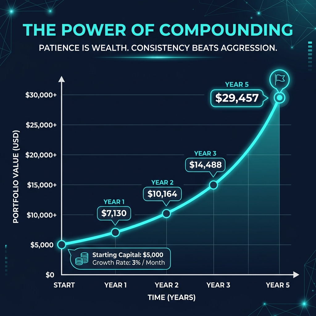 Power of Compounding — $5,000 at 3%/month over 5 years