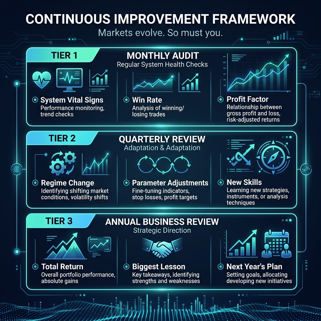 Continuous Improvement Framework — monthly, quarterly, annual