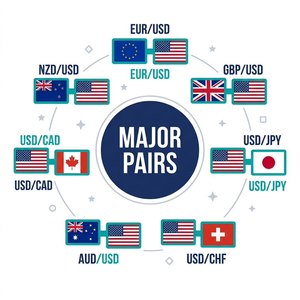 The 7 major forex currency pairs that account for 85% of global trading volume