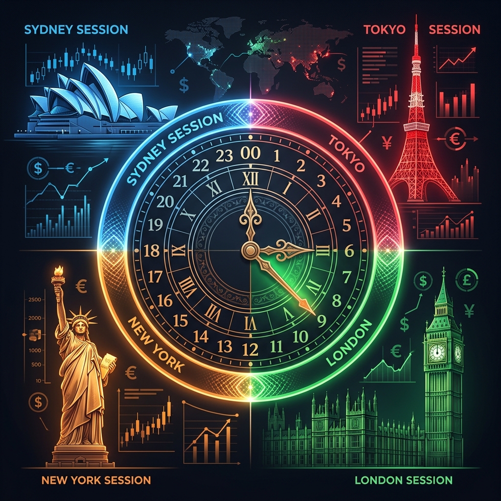 The four major forex trading sessions — Sydney, Tokyo, London, and New York