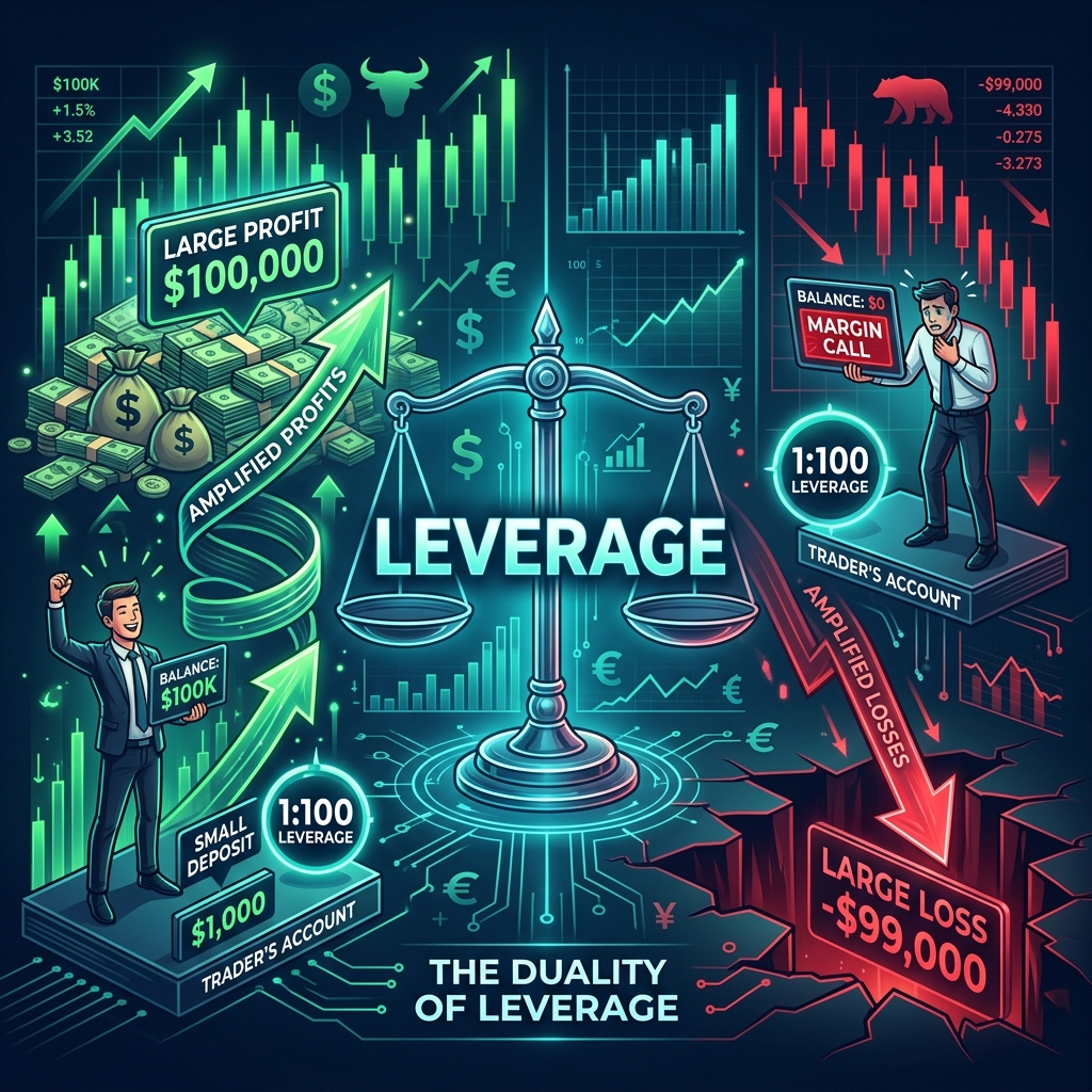Leverage amplifies both gains and losses equally — the double-edged sword of trading