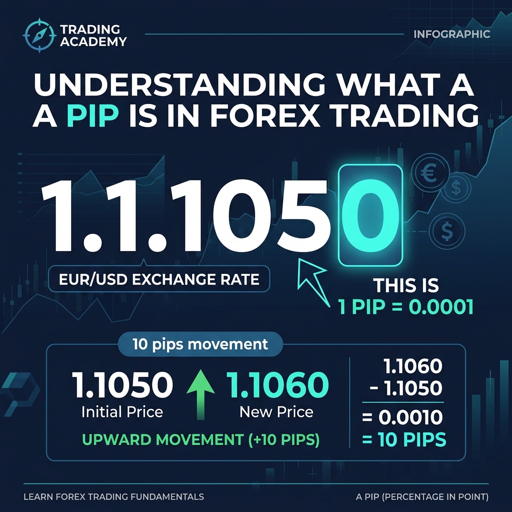 How a pip is measured — the fourth decimal place in a forex price quote